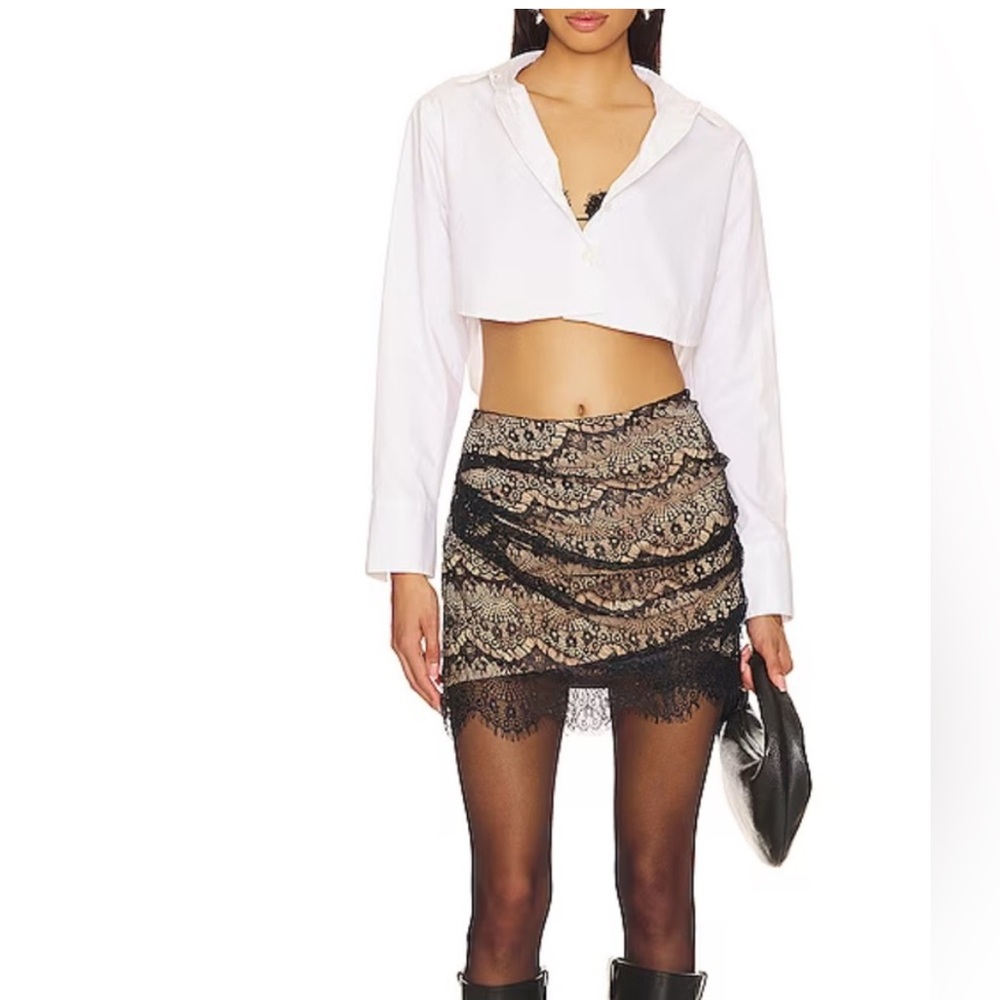 Free People Black and Gold Lace Skirt